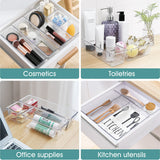 WOWBOX 25 PCS Clear Plastic Drawer Organizer Set, 4 Sizes Desk Drawer Divider Organizers and Storage Bins for Makeup, Jewelry, Gadgets for Kitchen, Bedroom, Bathroom, Office WOWBOX
