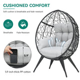 YITAHOME Large Wicker Egg Chair with Stand for Indoor and Outdoor, Cushion, and Adjustable Leveling Feet, Large Lounger for Garden, Patio, Balcony, Backyard,Supports up to 330lbs, Gray YITAHOME