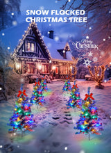 Pathway Christmas Tree, 4 Packs Each 2.5 Ft Snow Flocked Outdoor Xmas Tree Christmas Outdoor Decorations Yard Sidewalk Driveway Walkway Grave Cemetery Christmas Trees Brightown