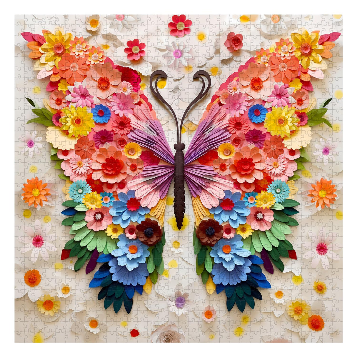 Butterfly Puzzles for Adults 1000 Pieces, Challenging Colorful Flower Butterflies Puzzles Puzzle with Paper Art, Difficult Animal Plant Jigsaw Puzzles for Adults PPuzzling