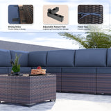 Kullavik 9PCS Outdoor Patio Furniture Set PE Wicker Rattan Sectional Sofa Patio Conversation Sets,Navy blue Kullavik