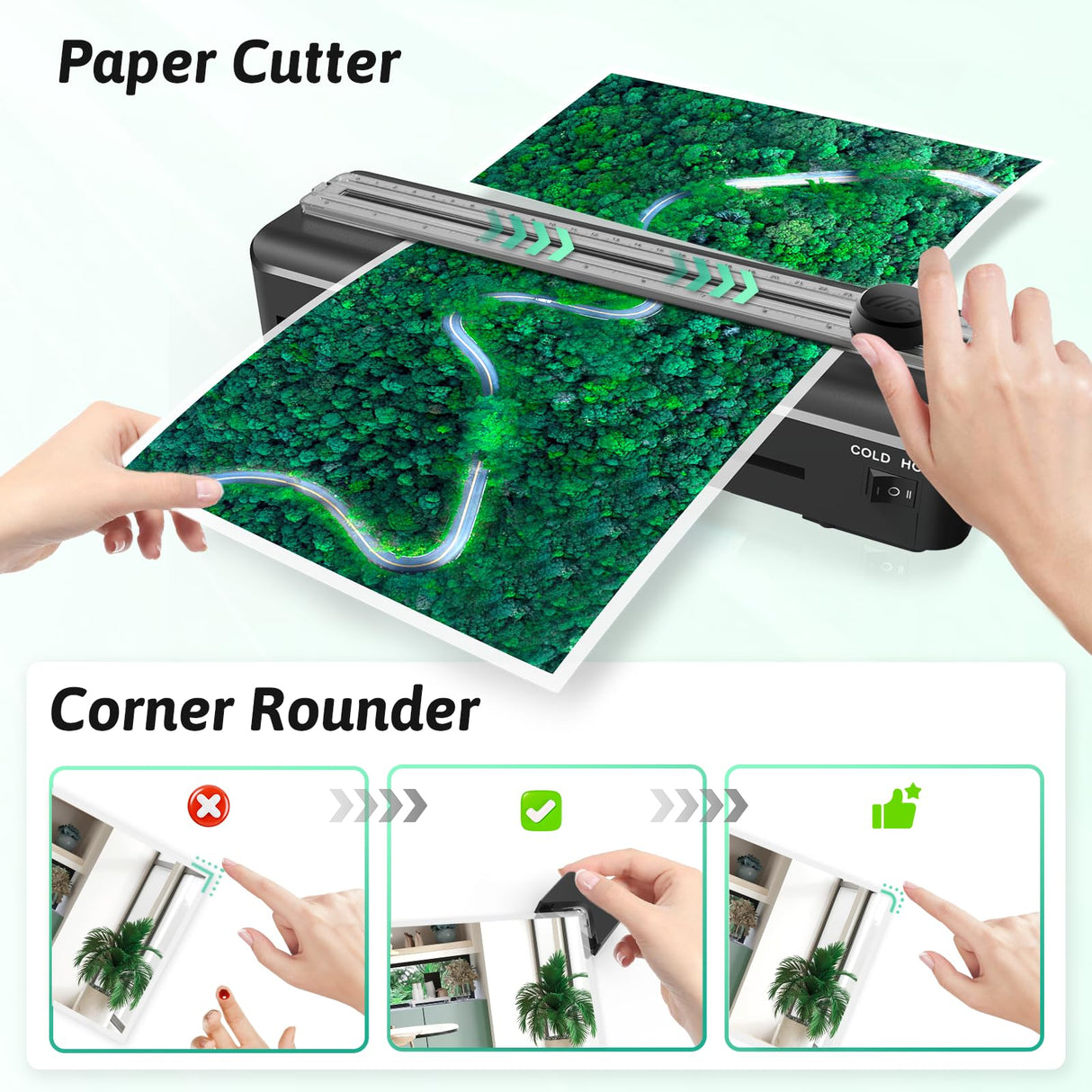 Laminator Machine A4 Laminators - 9 Inch Thermal Cold Laminating Machine with 20 Laminating Sheets, 8.5x11 Laminator with NTC Temperature Control 90-s Warm up, A4/A5/A6 Laminators for School Home MAXDONE