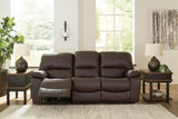 Signature Design by Ashley Leesworth Modern Leather Match Power Reclining Sofa with USB Ports, Dark Brown Signature Design by Ashley