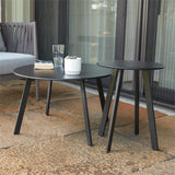 Meluvici Patio Coffee Table Set of 2, Weather Resistant Outdoor Round End Table, Nesting Tables for Living Room Balcony Office, Black Meluvici
