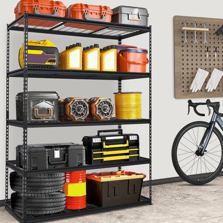 KOKEBREN Heavy Duty Storage Shelves 60x24x78 in, 2500Lbs Adjustable Metal Shelving for Garage Organization, Durable Garage Shelving Easy Assemble KOKEBREN
