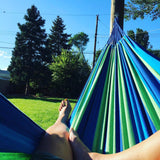 Double Brazilian Hammock 2 Person Canvas Cotton Fabric Hammock with Trees Strap for Patio Garden Balcony Porch Backyard Outdoor and Indoor STEGTA