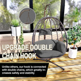 Kullavik Outdoor Hanging Egg Chair with Stand,Indoor Swinging Chair Patio Wicker Hammock Egg Chair with Thicken Padded Cushions,Indoor 350lbs Capacity forBalcony Living Room Bedroom(Grey) Kullavik