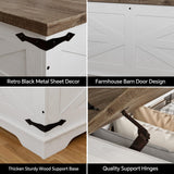 Farmhouse Coffee Table, Heavy-Duty Coffee Table with Storage, Square Wood Center Table Set for Living Room with Pull Up Large Hidden Storage Compartment, Maple White senlin