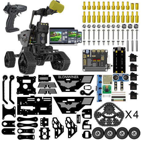 Smart Robot Kit, Robot Building Car kit for Raspberry Pi Python Coding, STEM Programming Robotic Arm Kit with Camera (Not Included Raspberry Pi Board) BLONWINER