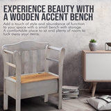 Peaceful Classics Bench with Storage - Small Wooden Storage Bench for Entryway, Hallway, Mudroom, Farmhouse, Bedroom, & Living Room, Amish Handmade Furniture Storage Organizer, Pewter Peaceful Classics