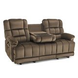 MCombo Zero Gravity Power Recliner Sofa with Drop Down Table, Heat and Vibration Massage, 3 Seater Dual Reclining Couch with USB Ports, Cup Holders for Living Room, Fabric RS6236 (Dark Brown) MCombo