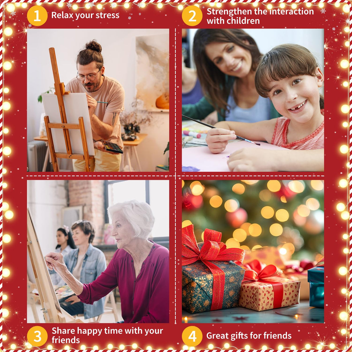 Christmas Paint by Numbers for Adult, Snowman Paint by Numbers Kit for Adults Beginners, DIY Christmas Acrylic Painting on Canvas for Home Wall Art Decor(16x20inch) Mandun