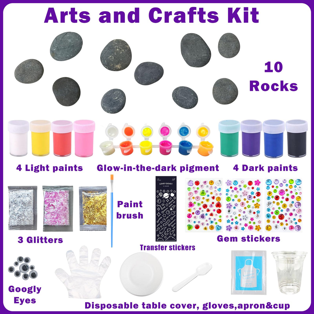 12pcs Glow in Dark Rock Painting Kit for Kids 6-12, Pouring Rocks Painting Arts and Craft Set , Rock Painting Toy, Arts & Crafts Supplies Christmas Birthday Gift for Girls and Boys 6 7 8 9 Year Old EggSun