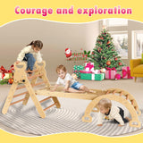 Xickboke Pikler Triangle Set Montessori Play Gym Climbing Toys for Toddlers 1-3 Inside Wooden Baby Play Gym Toddler Slides Indoor and Outdoor Play Xickboke