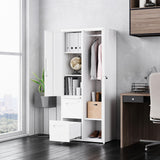 PEUKC Metal Storage Cabinets with Locking Doors, 67" Freestanding Clothing Coat Storage Wardrobe Lockers for Office, Home, School, Garage, Gym (White) PEUKC