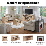 Aitjunz 45" Flip Top Electric Fireplace with Mantel, Electric Fireplace Heater, TV Stand with Freestanding Electric Fireplaces, Remote Control, Adjustable Flame Level for Living Room (Light Grey) Aitjunz