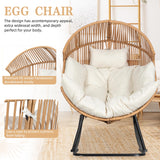 Vongrasig Wicker Rocking Egg Chair PE Rattan with Cushion, Oversized Patio Lounge Rocker Chair for Outdoor, Indoor, Balcony, Backyard, Garden, Beige Vongrasig