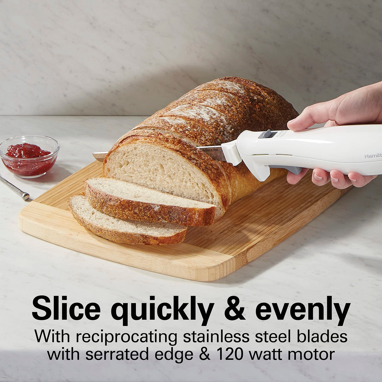 Hamilton Beach Electric Knife Set with Reciprocating Serrated Blades, Storage Case, Fork - For Carving Meats, Bread, Foam, More Hamilton Beach