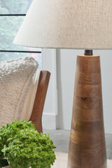 Signature Design by Ashley Danset Contemporary Wood Table Lamp with 3-Way Switch, Light Brown Signature Design by Ashley