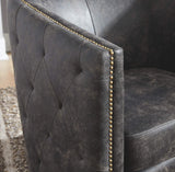 Signature Design by Ashley Brentlow Tufted Barrel Accent Swivel Chair, Distressed Black Signature Design by Ashley