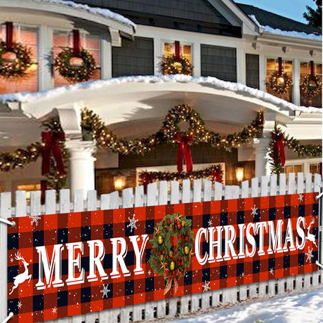 Merry Christmas Banner Christmas Eve Signs Huge Banner Decorations Giant Happy New Years Supplies Fence Yard Sign Indoor Outdoor Decorations Photo Backdrop 6 Feet Letjolt