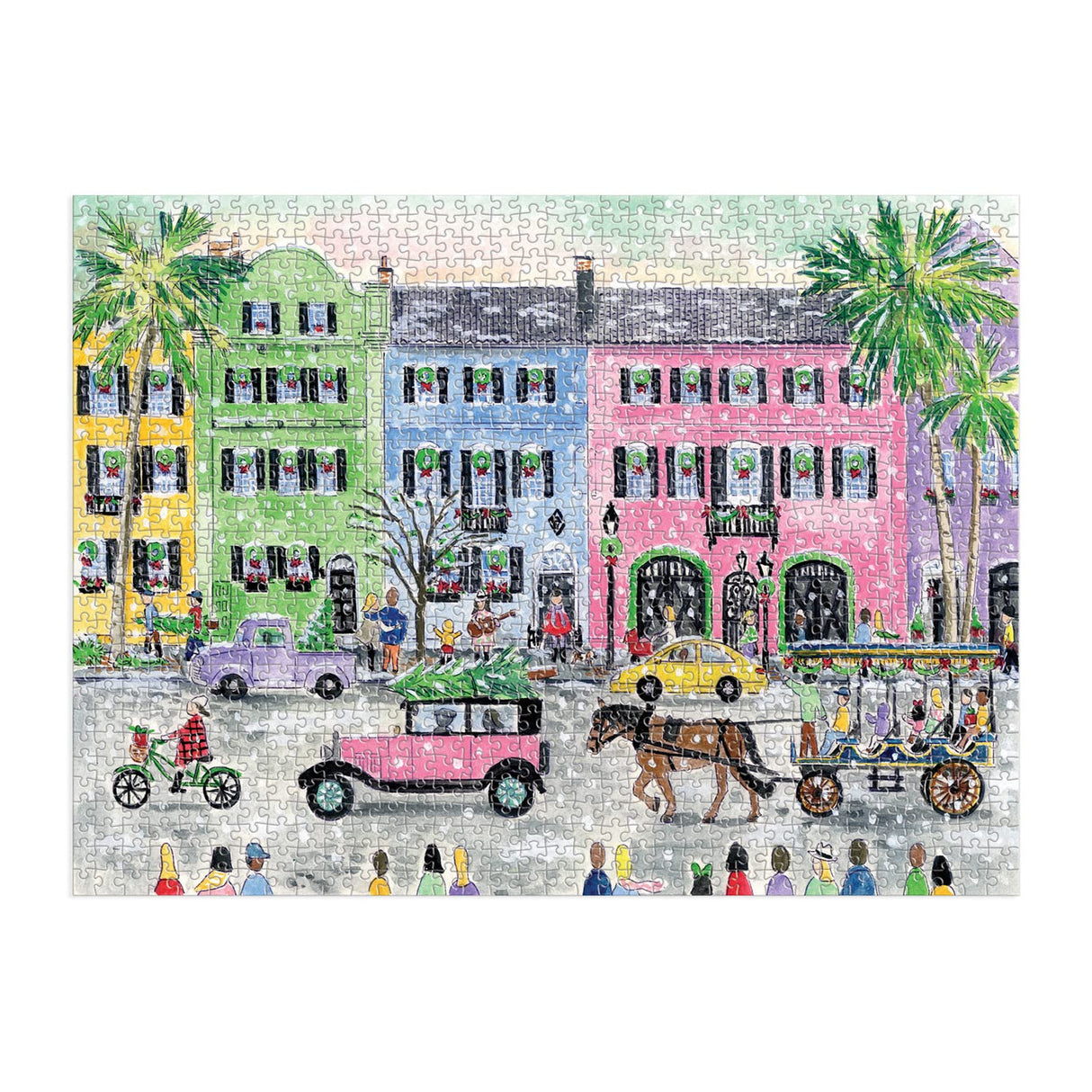 Michael Storrings Christmas in Charleston 1000 Piece Puzzle from Galison - Perfect Holiday Puzzle for Adults, Beautifully Illustrated Christmas Scene in Charleston, South Carolina, Fun Indoor Activity Galison