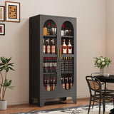 GAIOUS 61" Tall Metal Curio Cabinet, Display Cabinet with Glass Door, 4 Tier Liquor Cabinet with 3 Adjustable Shelves, Locking Glass Display Case for Collectibles, Showcase Storage Cabinets, Black GAIOUS