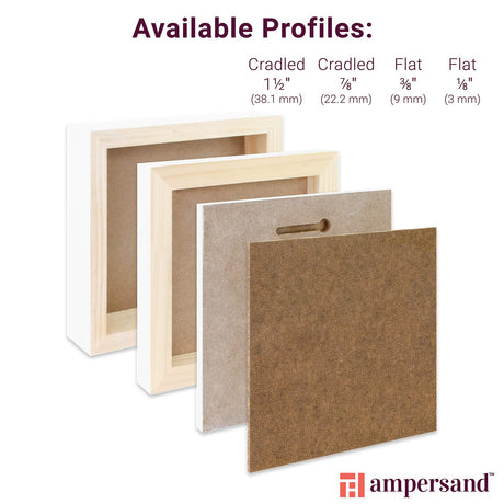 Ampersand Art Supply Wood Gesso Artist Painting Panel: Primed Smooth, 12" x 12", 1/8" Flat Profile Ampersand Art Supply
