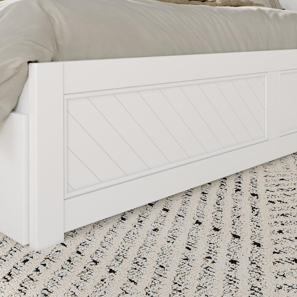 AFI, Canyon King Platform Bed with Matching Footboard & Twin XL Trundle, White AFI
