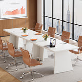 Tribesigns White Executive Desk, 63" Large Office Computer Conference Meeting Table with Wooden Robust Pedestal, Simple Modern Workstation Business Furniture for Home Office Tribesigns