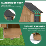 Ketive Outdoor Storage Cabinet – Weatherproof Wood & Metal Storage Shed with Adjustable Shelf, Lockable Doors, and Stability Features for Garden, Patio, and Backyard, 27 1/2”x 13”x 67” (Brown+Black) ketive