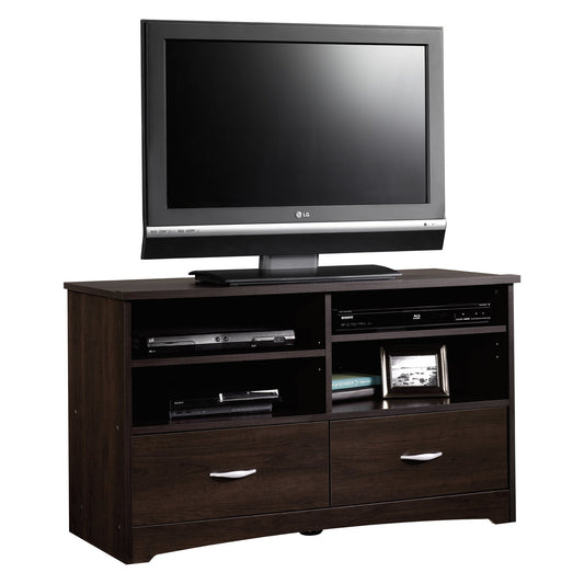 Sauder Beginnings TV Stand with Drawers, For TV's up to 46", Cinnamon Cherry finish