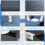 Shintenchi 7 Pieces Outdoor Patio Sectional Sofa Couch, Wicker Furniture Patio Conversation Sets with Washable Cushions & Coffee Table for Garden, Poolside, Backyard (Aegean Blue) Shintenchi