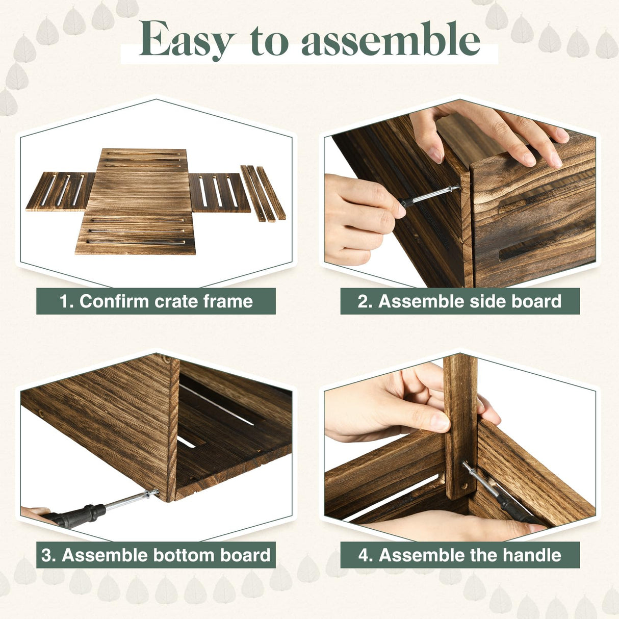 Suzile Wooden Baby Shower Crate Closet, Wood Hamper New Baby Gift Basket with Handle Gender Reveal Storage Box for Pregnancy New Parent(Black Walnut Color,Classic) Suzile