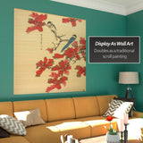 Red Lantern Bamboo Window Shade Blind - Roosting Bird 72" Wide Red Lantern