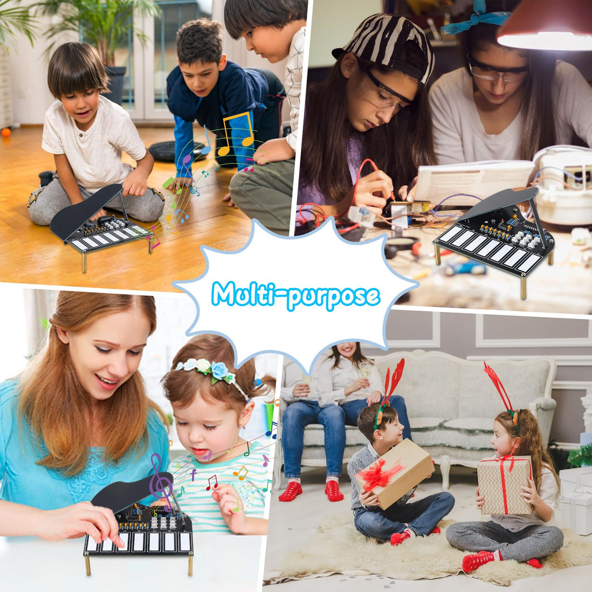 MIOYOOW Soldering Practice Kit, 7 Keys Mini Piano Violin Guitar Soldering Project with 3 Tones, Electronic Musical Instrument Early Learning Educational DIY Soldering Kit for Home School Learning MiOYOOW