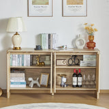 Sideboard Buffets Cabinet, Modern Accent Storage Cabinet with 4 Fluted Doors and Adjustable Shelves, Wood Credenza Buffet Sideboards, Console Table for Kitchen Dining Living Room Entryway (Natural) XUZENEST