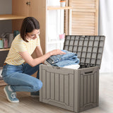 YITAHOME 30 Gallon Deck Box Outdoor Storage Box, Waterproof Resin Package Delivery and Storage Box with Lockable Lid for Patio Furniture Cushions, Pool Accessories, Garden Tools, Brown YITAHOME