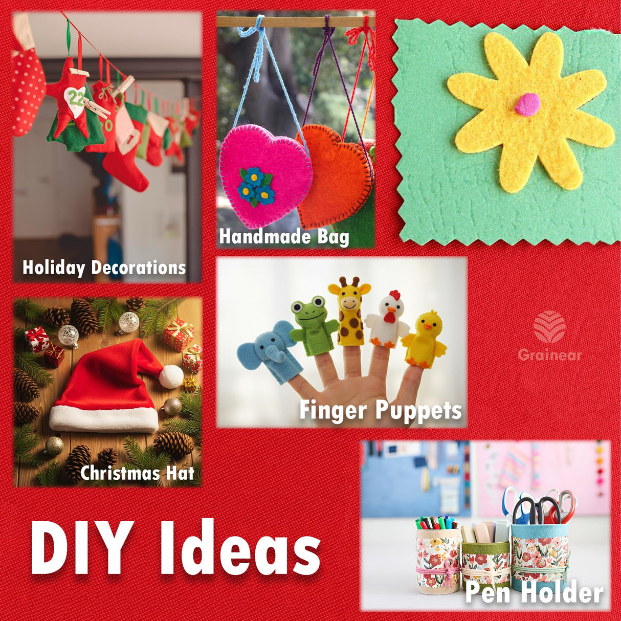 Ivory Soft Felt Fabric Sheet, 18" x 36", 1.6mm Thick - Premium Craft Felt for Sewing, DIY Projects, Embroidery, Decoration - Durable & Fade Resistant Grainear