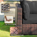 TANGJEAMER Patio Furniture Set 7 Pieces with 44" Fire Pit Table, Rattan Outdoor Sectional Conversation Sets, All Weather Outdoor Furniture Set with Cushions for Garden Lawn Balcony Porch Deck Black TANGJEAMER