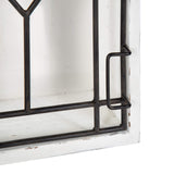 Kate and Laurel Megara Decorative Wooden Wall Hanging Curio Cabinet for Open Storage with Decorative Black Iron Door, Whitewash Finish Kate and Laurel