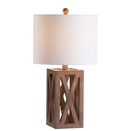 JONATHAN Y JYL1062A Stewart 21.5" Wood LED Table Lamp Industrial French Country Rustic Bedside Desk Nightstand Lamp for Bedroom Living Room Office College Bookcase LED Bulb Included, Brown JONATHAN Y
