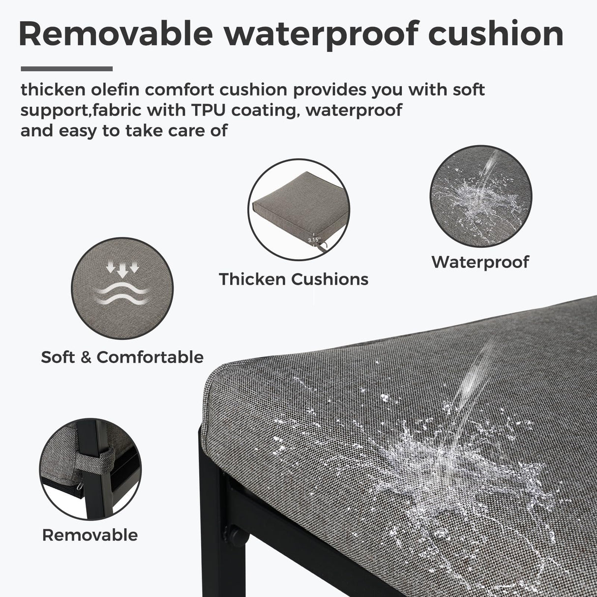 Grand patio Dining Set 5-Piece, Outside Dining Set for 4, 5 Pieces Patio Furniture Sets, Outdoor Furniture with 4 Open Weave Chairs and Square Wood Grain Table Top with Umbrella Hole for Yard Grand patio