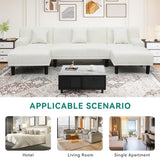YITAHOME Sectional Couches for Living Room, U Shaped Sofa Chenille Modern Couch with USB & Type C Charging Ports Double Chaise and Comfy Upholstered Sofa, Beige YITAHOME