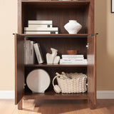 WINWY Arched Cabinet Bookshelf Bookcase - 71” Tall Mid Century Arched Display Cabinets, Rounded Bookshelf with Fluted Doors, Open Shelf Storage Cabinet for Dining Room (Walnut) WINWY