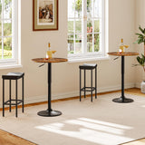 HOOBRO 2 Pcs Bar Table, Height-Adjustable Round Pub Table 27-35.4 Inches with Sturdy Base, Modern Style, Easy to Assemble, Suitable for Small Space, Rustic Brown and Black BF58BTP201G1 HOOBRO
