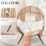 JAMFLY Egg Chair Outdoor Wicker Patio Chair, Oversized Lounger Chair with Cushion Egg Basket Chair for Indoor Living Room Bedroom Outside Patio Backyard Balcony JAMFLY