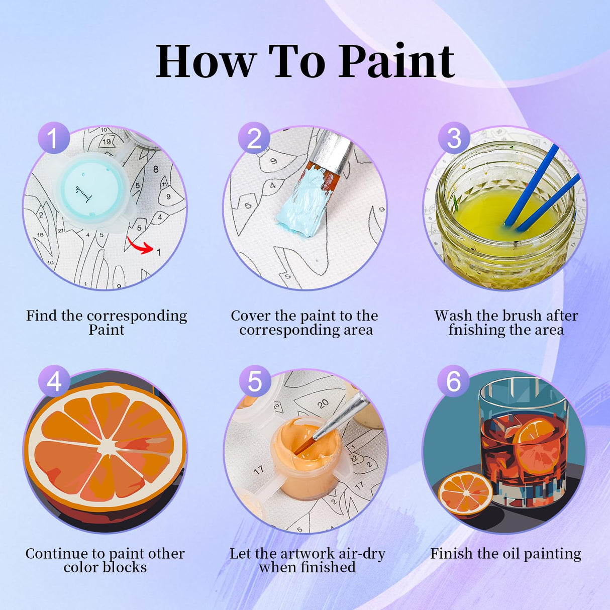 6 Pack Paint by Numbers Kit for Adults Beginner, Cocktail Adult Paint by Number Kits on Canvas, Cocktail DIY Acrylic Oil Painting by Numbers Kits, Perfect for Home Decor 10x14 Inch Okarina