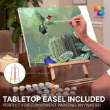 Ledgebay DIY Paint by Numbers Kit for Adults Framed Canvas Beginner to Advanced Paint by Numbers Kit, Kits Include Acrylic Paint Set, Brushes & Tabletop Easel (Hummingbird 12" x 16" Framed) Ledgebay