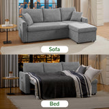 ODIKA L Shaped Convertible Sleeper Sofa Bed, 84" Sectional Couch for Living Room - Pull Out Bed, Reversible Chaise with Storage, Dual USB-C Charging, Removable & Washable Dark Grey Linen Covers ODIKA